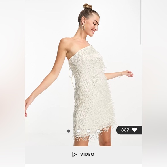 ASOS Starlet exclusive fringe sequin mini dress in silver - Picture 1 of 3